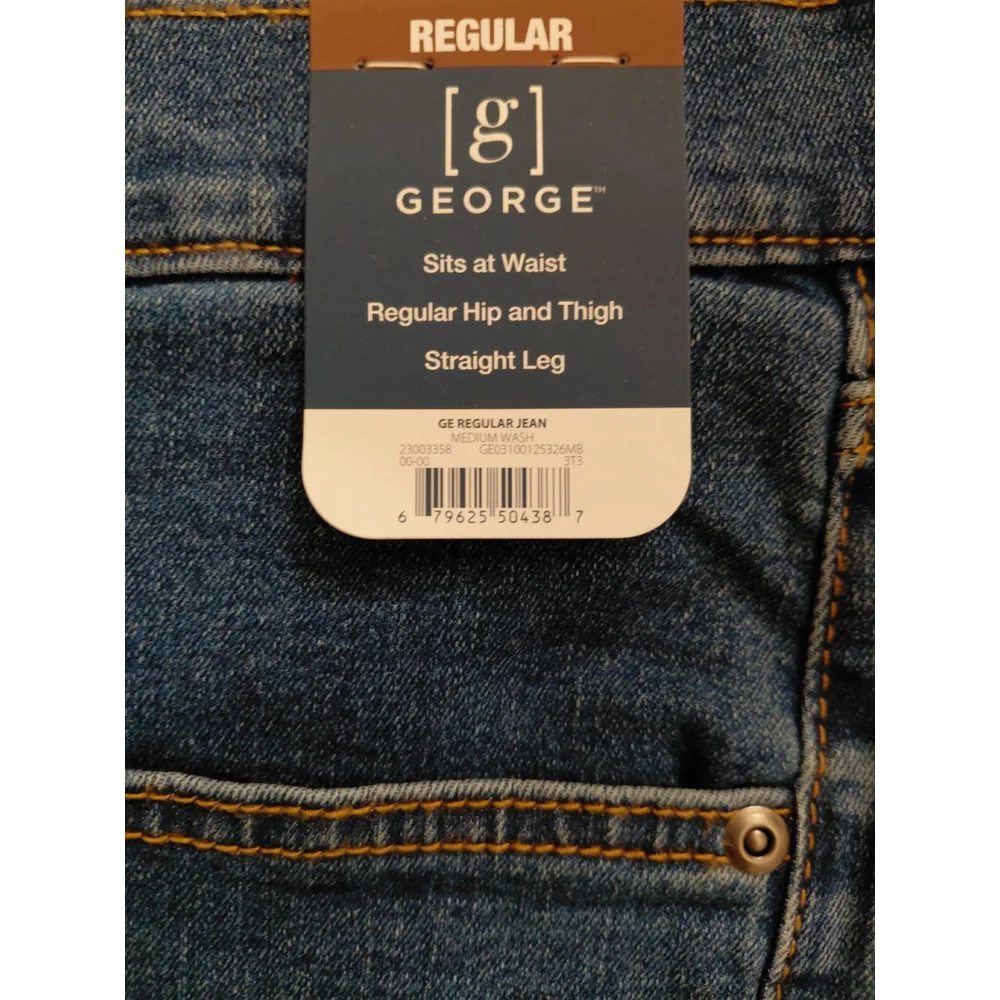 Men's George Denim Blue Jeans Regular Straight Leg 44x32 NWT